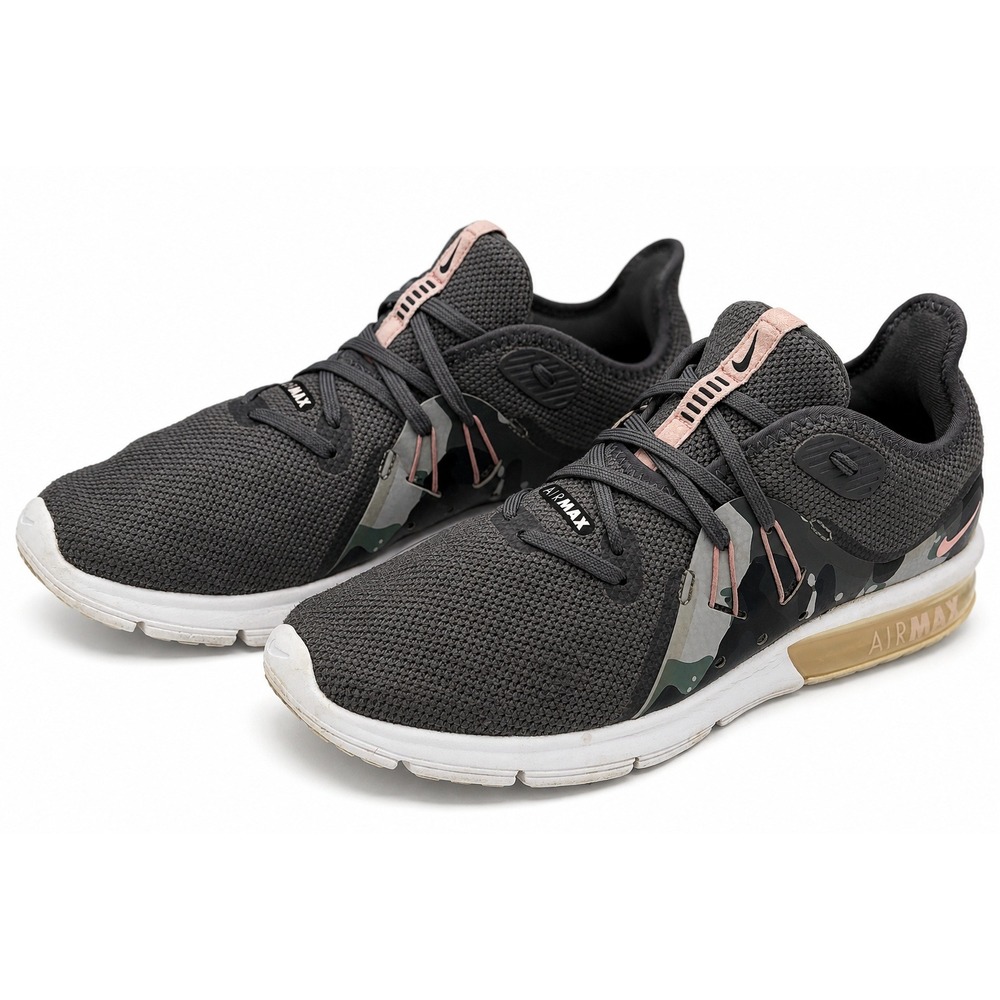 Nike Air Max Sequent 3 Women's 8.5 Grey Camo Athletic Running Shoes AR5517-001